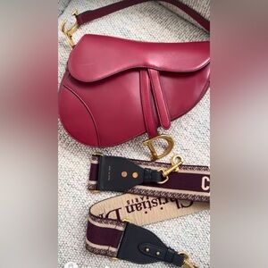 Dior Burgundy Crossbody Bag with Gold Accents